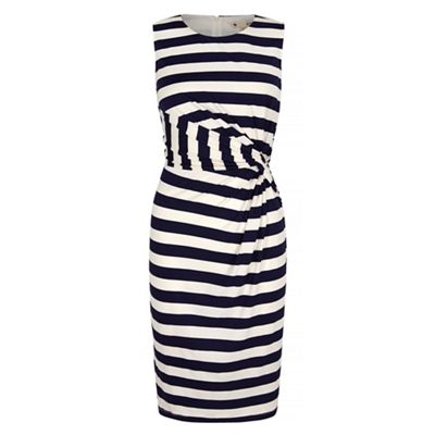 Yumi Blue Stripe Print Sideknot Day Dress